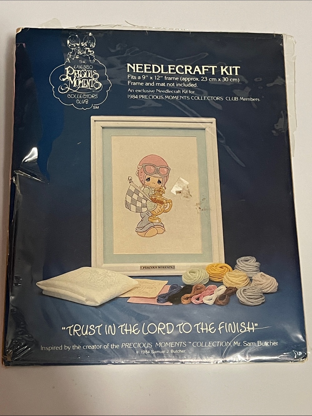 Vintage 1984 Precious Moments Needlecraft Kit Trust in the Lord to the Finish